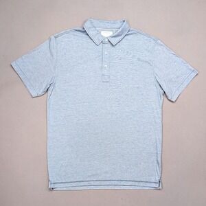 Linksoul Polo Mens Large Blue Stripe Golf Shirt Cotton Preppy Casual